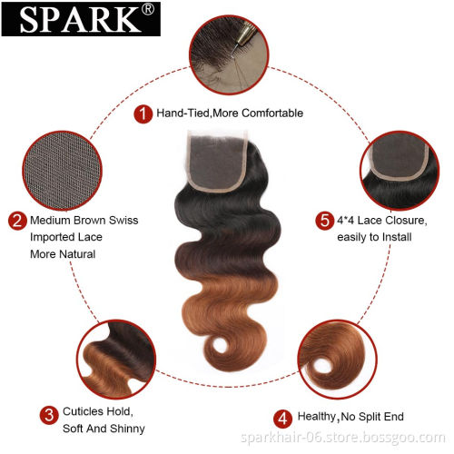 SPARK 10A Ombre Body Wave Bundles Honey Brown 1b/30 Human Hair Bundles Ombre Brazilian Virgin Hair Weave Bundles 3